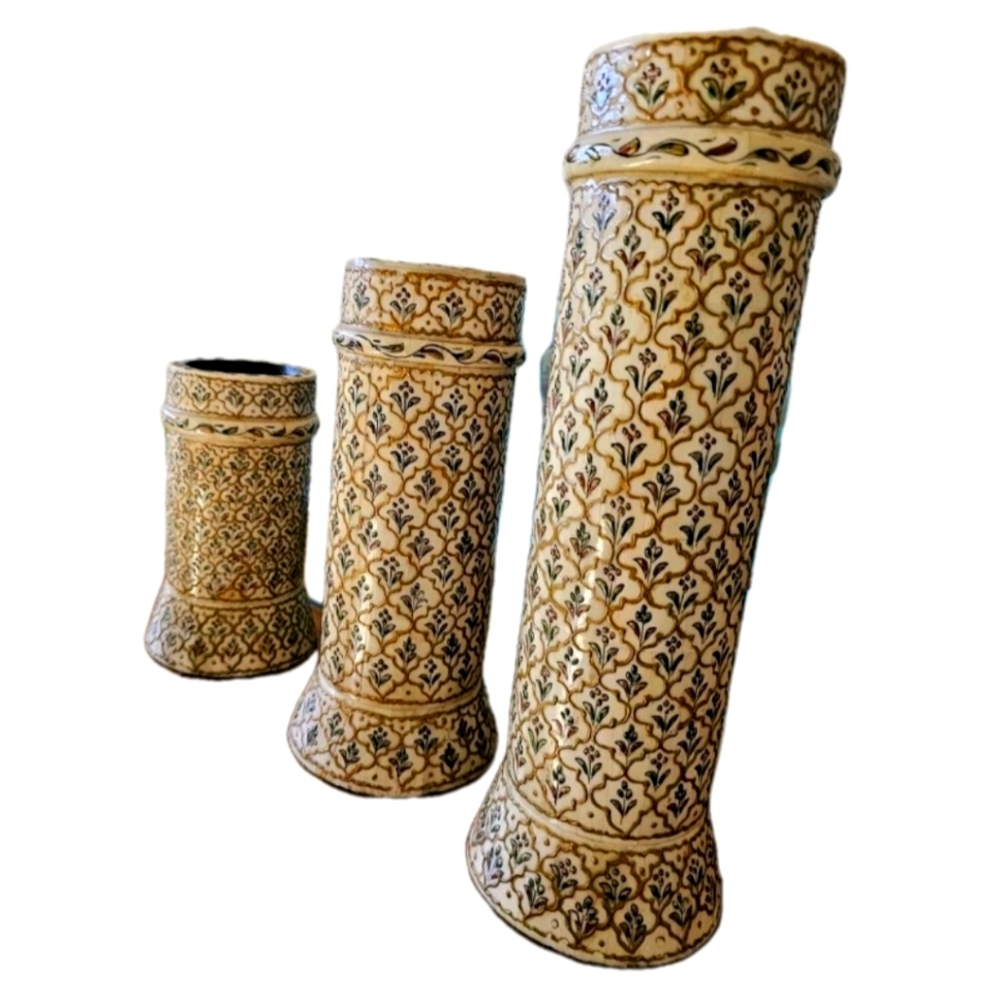 Antique Handpainted Imported Bone Candle Stand